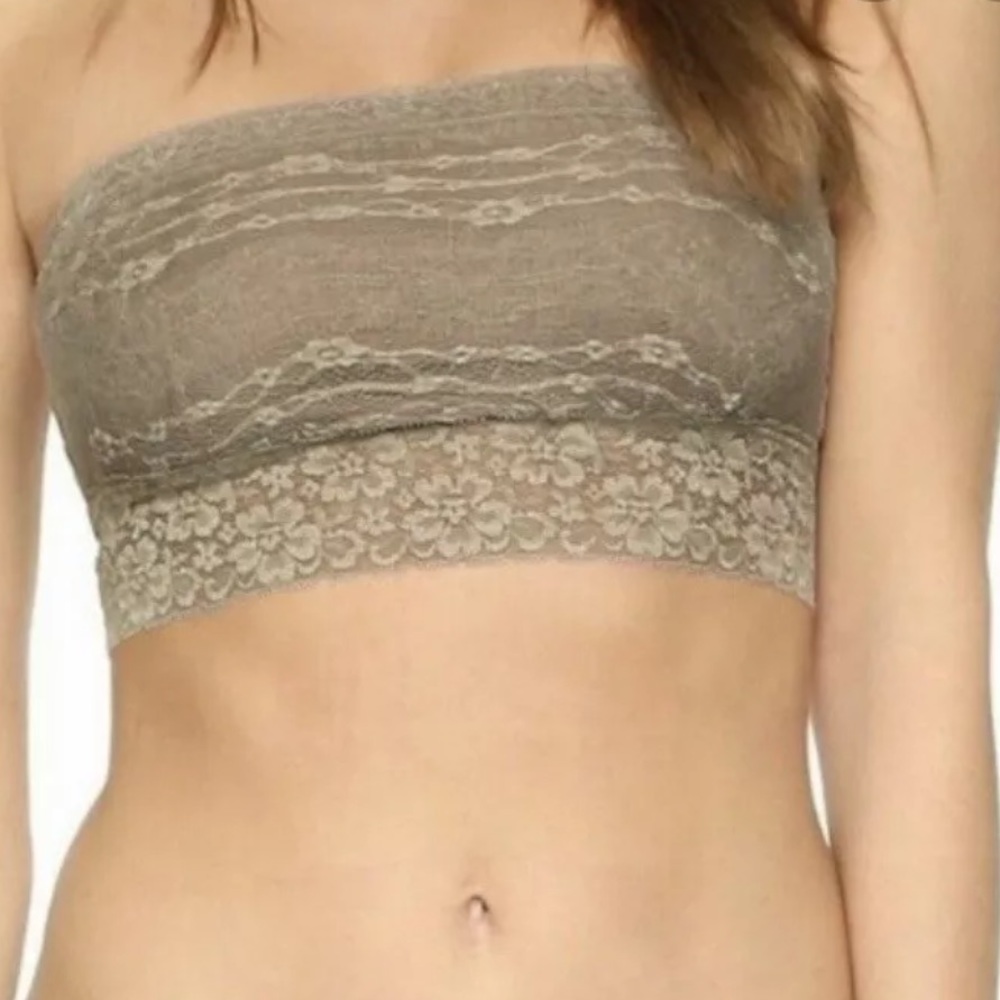 Free People Lace Bandeau Scalloped Edge Taupe XS - Picture 3 of 11